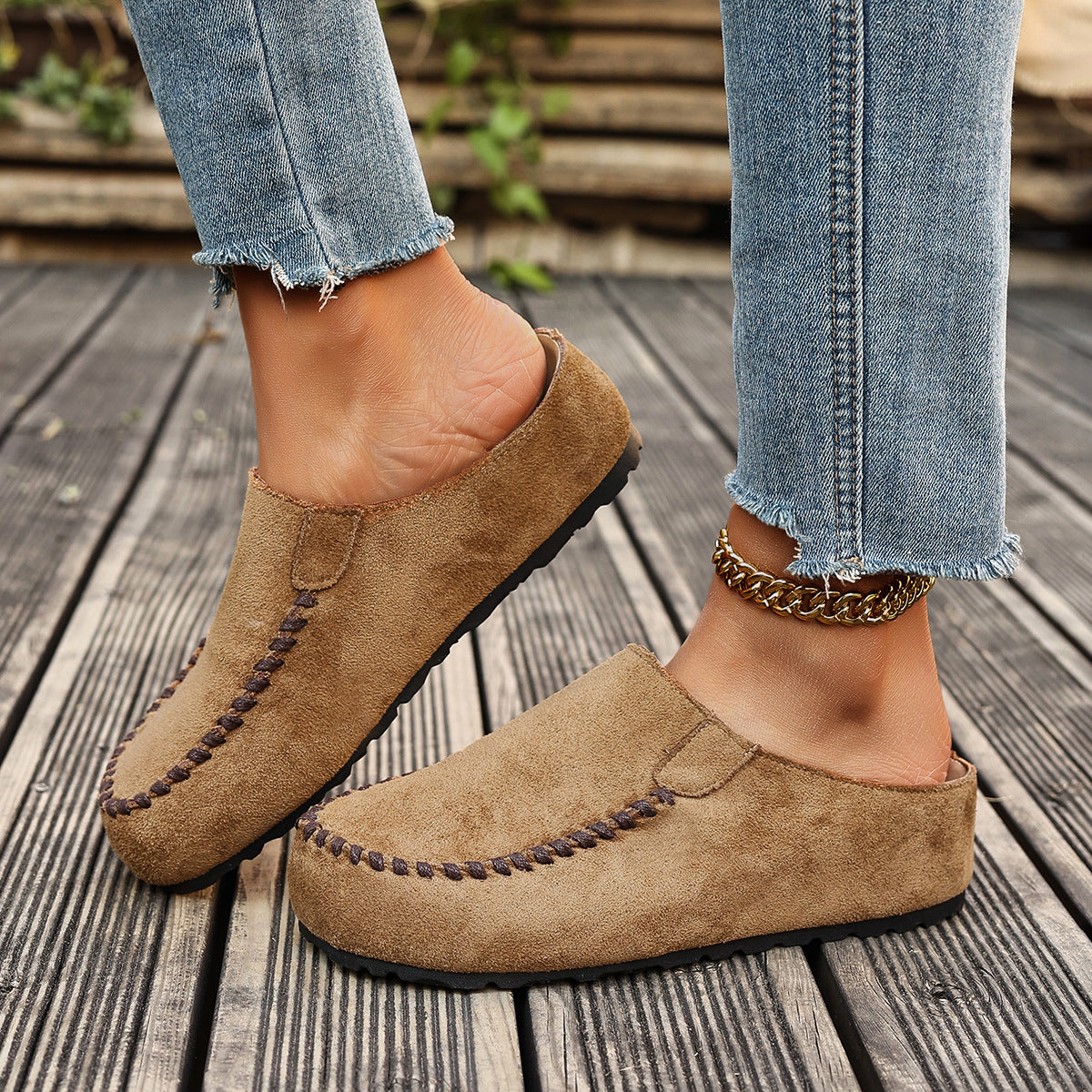 Kiva | Vintage leren orthopedische damesslippers