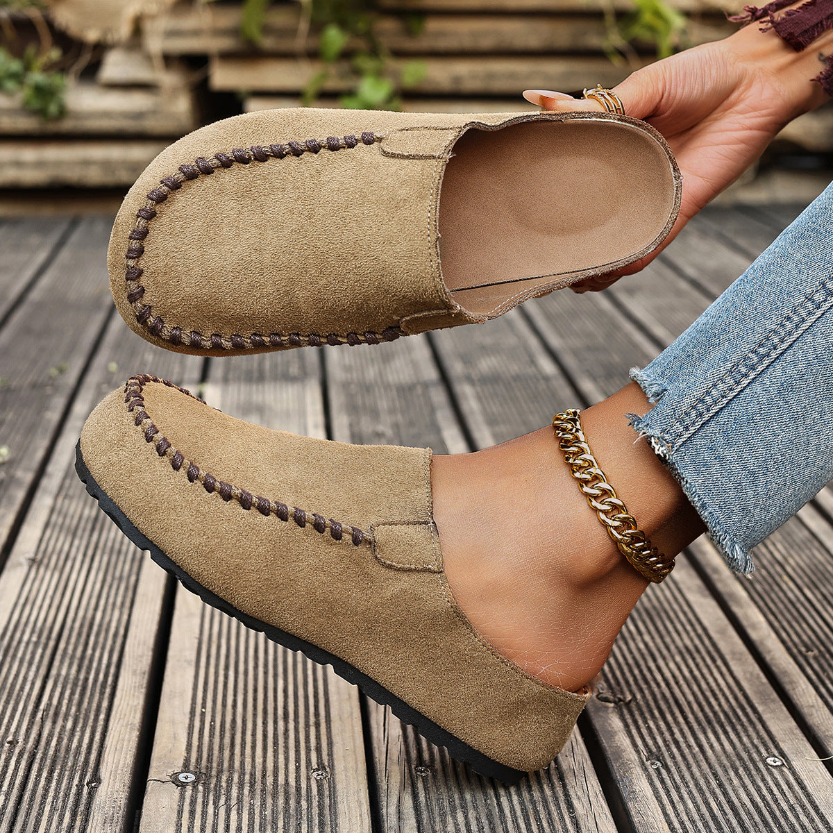 Kiva | Vintage leren orthopedische damesslippers