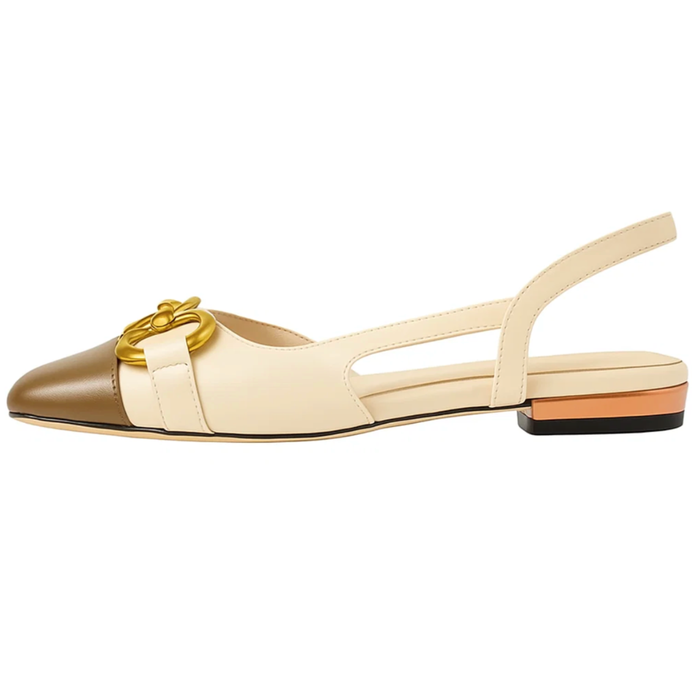 Novara | Twee kleurige slingback platte schoenen