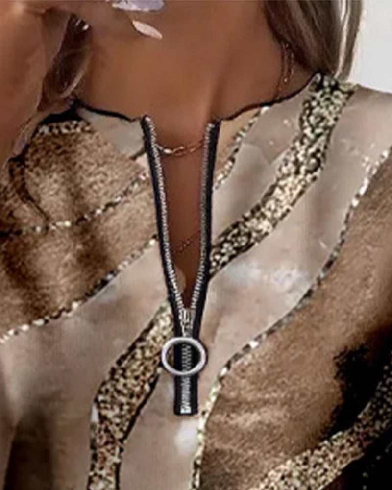 Lera | Sweatshirt met halve rits en vintage print