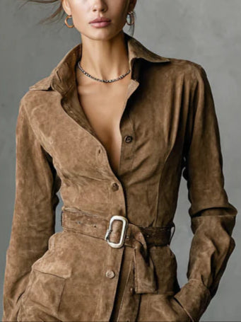 Nalea | Moderne faux suède wikkeljurk